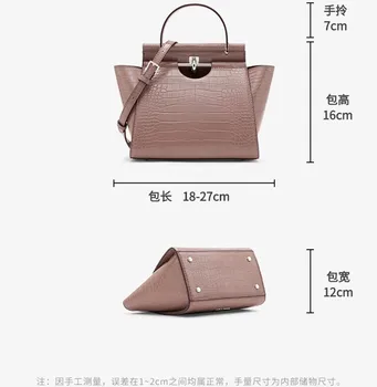 [ naujas modelis ] sūpynės krepšys Moterims, Metaliniai Mygtukai, Lagaminėlis, Aligatorius Iškilumo Rankinės