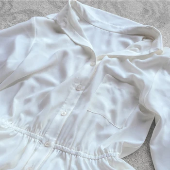 Naujas Moterų Baltos V-kaklo, Juosmens ilgomis Rankovėmis Mini Suknelė karšto pardavimo