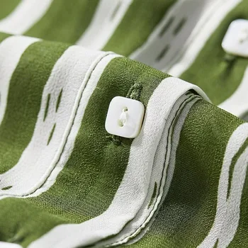 Naujas Moterų Pavasario Rudens Stiliaus Šifono Marškinėliai Moterims ilgomis Rankovėmis Žaliai Dryžuotos Palaidinės Mygtukas Turn-žemyn Apykaklės Viršūnes DF3338