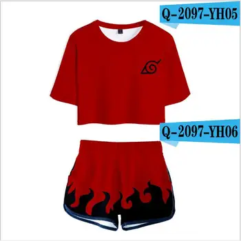 Naujas Naruto Cosplay Kostiumai, marškinėliai Tees Uzumaki Akatsuki Marškinėliai, Haruno Sakura sportinis Kostiumas Šortai Disfraz Drabužius T-shirt Girls #45