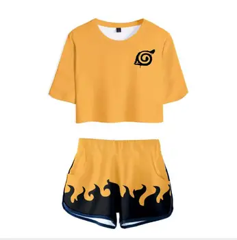 Naujas Naruto Cosplay Kostiumai, marškinėliai Tees Uzumaki Akatsuki Marškinėliai, Haruno Sakura sportinis Kostiumas Šortai Disfraz Drabužius T-shirt Girls #45