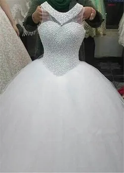 Naujas Pilnas Duobute Kamuolys Suknelė Vestuvių Suknelės 2021 Nėriniai Atgal Chalatas De Mariee Vestuvių Nuotaka Suknelę