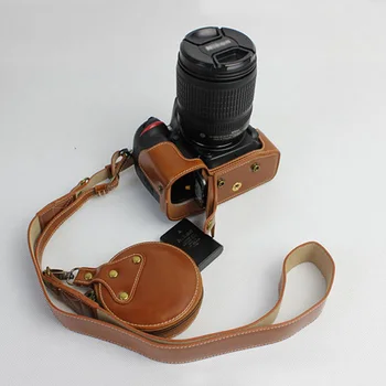 Naujas Prabangus PU Oda Atveju Fotoaparatas Nikon D7100 D7200 Skaitmeninio fotoaparato Krepšys Dangtelio raštas su Dirželiu +Mini Baterija atveju
