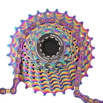 Naujas RACEWORK kelių dviratį smagratis, nerūdijančio plieno, 11-greičio 22,2 MM 11-28T 11-32T gold card ultra-light vaivorykštės spalvų 310g