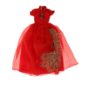 Naujas Rankų darbo Lėlės Drabužiai Golden Peacock Raudona Kinų stiliaus Suknelė SD BJD 1/3 Lėlės Suknelė Mergaitėms, Drabužiai, Žaislai, Lėlės Priedai