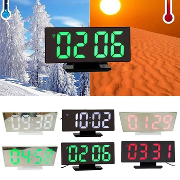 NAUJAS Skaitmeninis laikrodis-Žadintuvas Veidrodis, LED Elektroniniai Laikrodžiai Daugiafunkciniai Didelis LCD Ekranas Skaitmeninis Stalo Laikrodis su Šviesos Kalendorius