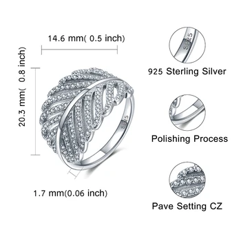 Naujas Stilius 925 Sterlingas Sidabro Putojantis Pavasario Lapų Balta Kubinis Cirkonis Moterų Žiedas Boutique 