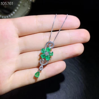 Naujas stilius gamtos Smaragdas brangakmenio pakabukas už karoliai nekilnojamojo 925 sidabro gamtos perlas sertifikatą specialios konstrukcijos išskirtinį dovana