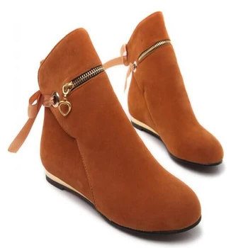 Naujas stilius mielas penkios spalvos 43 dydžio rudens-žiemos batai suede bow bateliai moterims trumpas, suapvalinti tne kieti batai
