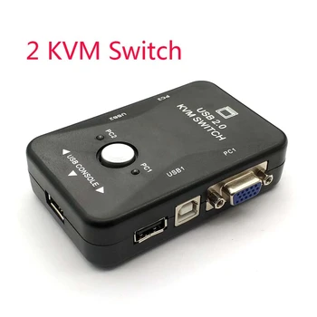 Naujas USB KVM Switch Perjungiklis 2 Port VGA, SVGA Jungiklis, Dėžutė, USB 2.0 Pelės, Klaviatūros 1920*1440