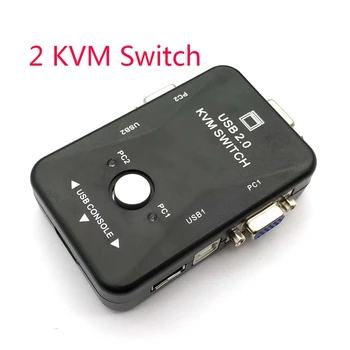 Naujas USB KVM Switch Perjungiklis 2 Port VGA, SVGA Jungiklis, Dėžutė, USB 2.0 Pelės, Klaviatūros 1920*1440