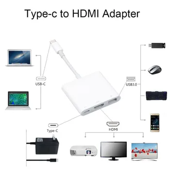 Naujas USB Tipo C Hub Adapteris 3-in-1 USB C Hub USB3 HDMI.1 Tipas-C Moterų Adapteris su Įkrovimo Konverteris, skirtas Naujasis 