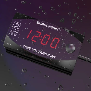 Naujas Vandeniui Ekrano Skaitmeninis LED Didelis Tikslumas Elektroninis Laikrodis Voltmeter Indikatorius Laiko Įtampa 2 in 1 Motociklo Skydas Matuoklis