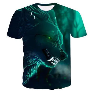Naujas Wolf 3d Atspausdintas Gyvūnų Kietas Ir Įdomus, T-marškinėliai, vyriški trumparankoviai Vasaros Marškinėliai Paprasta Mados Marškinėliai Azijos Dydis 6xl
