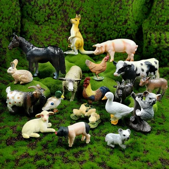 Naujas ūkinių Gyvūnų Šeimos Vištiena, kiaulių, avių, triušių koala statulėlės modelį, namų dekoro miniatiūriniai pasakų sodo puošmena priedai