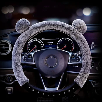 Naujas Žiemos Pliušinis Kailis Automobilio Vairo Padengti Mielas Animacinių Filmų Panda Kristalų Vairas Apima Minkštutis Auto Priedai