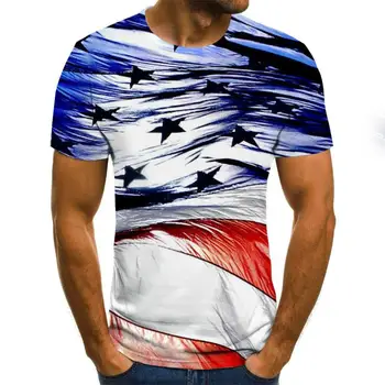 Naujausia 3D Atspausdintas T-Shirt Rašalo Atkreipti Modelis trumpomis Rankovėmis Vasaros Atsitiktinis Viršūnes Tees Mados O-Kaklo Marškinėlius Vyras