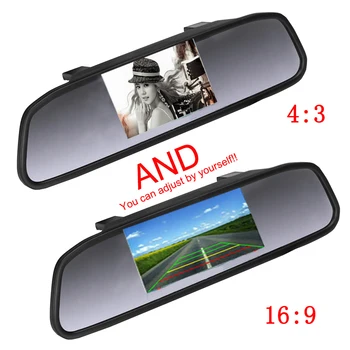 Naujausias 4.3 Colių TFT LCD Automobilio Galinio vaizdo Veidrodėlis Stebėti, Atsarginės Kameros CCD Vaizdo Auto Parkavimo Pagalbos Atbuline eiga Automobilis-stilius