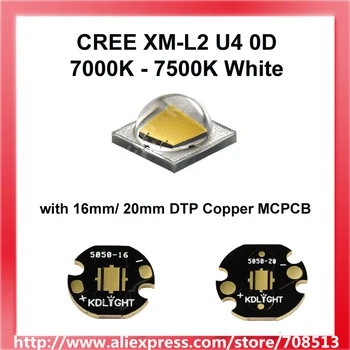 Naujausias Cree XM-L2 U4 0D 7000K - 7500K Baltas LED Spinduolis - 1 vnt