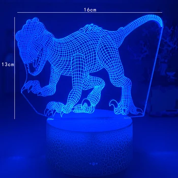 Naujausias Dinozaurai 3D Iliuzija Lempa 7 Spalvų Keitimas Remote Touch 