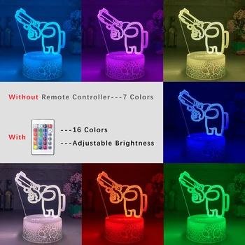 Naujausias Dėl Tarp mūsų 3D Žaidimas Lempos 7/16 RGB Spalvų LED Nakties Šviesos Stalo Šalies Namų, Atostogų Atmosferą Dekoro Festivalis Kalėdų Dovana
