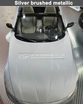 Naujausias Juoda pilka sidabrinė Metallic Šlifuoto Aliuminio Vinilo automobilių Apvyniokite Plėvele automobilių lipdukas auto folijos apdaila