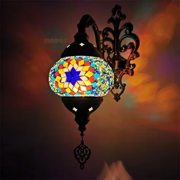 Naujausias Viduržemio jūros regiono stilių Art Deco turkijos Mozaika, Sienos Lempos Rankų darbo mozaika, Stiklo romantiška sienos šviesos