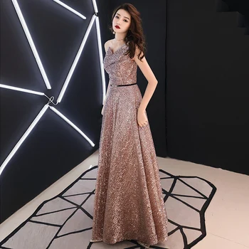 Nauji Ilgi šalis Suknelė Vynas Raudonas Atgal V Kaklo Blizgesį China Sparkle Elegantiškas Moteris Vakare Šalis suknelė