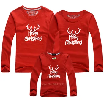 Nauji Metai Kostiumai 2021 Kalėdų T-Shirt Šeimos derinti Drabužius Mamytė ir Man, Mama, Tėtis, Dukra Porą Apranga Briedžių Santa Claus