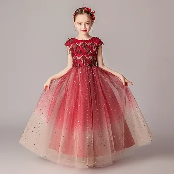 Nauji Metai suknelė mergaitėms Pirmosios Komunijos suknelė Mergaitėms Vestuvės Dress Vaikams Kalėdų Nėrinių suknelė Pamergės Suknelė
