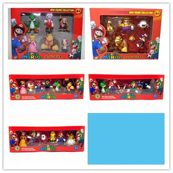 Nauji Super Mario Mini Sumos Super 6 Pack Surinkimo PVC Žaislas