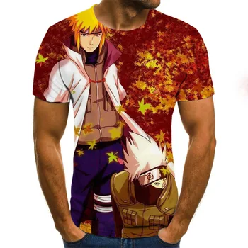 Nauji vyriški 3D Naruto Grafinis Spausdinti Vyrų ir Moterų Karšto Pardavimo Gatvės Mados Trumpas Rankovės Viršuje T-shirt