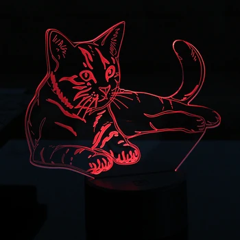 Naujiena 3D Lempos Mielas kačiukas Katė LED USB Lempa Jutiklinį Jungiklį RGB 7 Spalva Keičiasi Stalo Naktį Šviesos Naktiniai Apdailos LED Lempos