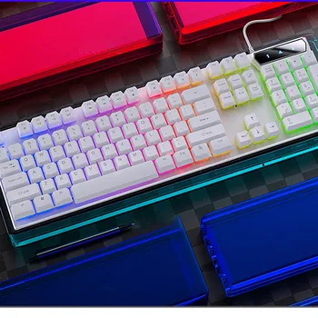Naujo Kompiuterio Darbalaukio Tarnybos Pramogų Nešiojamas LED Apšvietimu USB Žaidimų Klaviatūra Mados Mechaninė Klaviatūra Žaidimų Klaviatūra Vielos