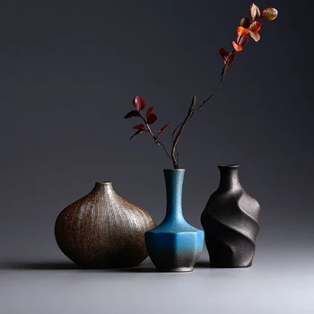 Naujosios Europos Stiliaus Vazos Retro brickware terakotos Šiuolaikinės Keramikos Stalo Gėlių Vaza Namų Puošybai