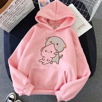 Naujovė dizaino, moterų hoodie mielas persikų katė spausdinti femme rožinė hoodie harajuku kawaii camiseta muje Hoodie viršūnes hiphop streetwear