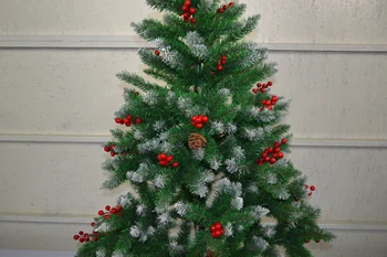 Naujovė Naujųjų Metų Kalėdų dirbtinės Kalėdų eglutės eglės pušies su raudonos uogos ir spurgų su sniego PVC 120/150 // 180 CM