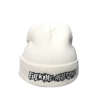 Naują Skrybėlę Vyrai Moterys FUC Nuostabus Siuvinėjimas Žiemos Beanies Mezgimo Turbaną Skullies Streetwear Hip-Hop Kaulų korėjos Bini Czapka Zimowa