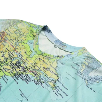 Naujų Mados Pasaulio Žemėlapyje Marškinėliai Spausdinimas, 3D Harajuku Trumpas Rankovės Marškinėliai Viršuje Vasaros Stiliaus Juokingi Grafikos Aprangą Tees