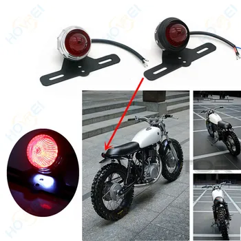 Naujų Motociklų retro 12V LED užpakalinis žibintas Uodega Stabdžių Žibintas Licenciją Plokštelės stabdžiai stabdžių žibintas Lempa Cafe Racer Bobber Čioperis