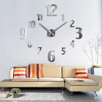 Naujų pardavimo dizaino didelių 3d sieninis laikrodis akrilo veidrodis kvarco žiūrėti laikrodžiai namų puošybai Vieno Veido kambarį lipdukai