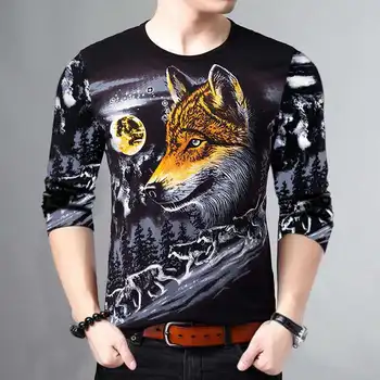 Naujų vyriškų drabužių ilgomis rankovėmis T-shirt 3D atspausdintas asmenybės tendencijos stiliaus vyriški drabužiai jauniems ir vidutinio amžiaus drabužius M - 4XL