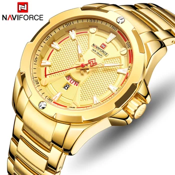 NAVIFORCE Top Brand Vyrai Žiūrėti Luxury Gold Verslo Kvarciniai Laikrodžiai Mens Mados Karinės Sporto Vandeniui Laikrodis Relogio Masculino