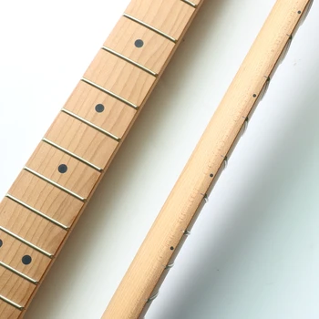 Nebaigtas headstock 22 nervintis Skrudintos Klevas gitaros kaklo užsakymą Strat ir tele stiliaus gitaros komplektai su kaulais riešutų