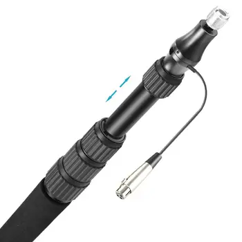Neewer Nešiojamas Delninis Mikrofonas Boom Pole + Built-in XLR Garso Kabelis,5 Skyriai 32.6-131 cm,Rankena Zoom Mikrofonai