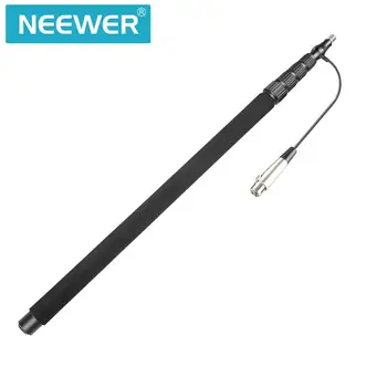 Neewer Nešiojamas Delninis Mikrofonas Boom Pole + Built-in XLR Garso Kabelis,5 Skyriai 32.6-131 cm,Rankena Zoom Mikrofonai