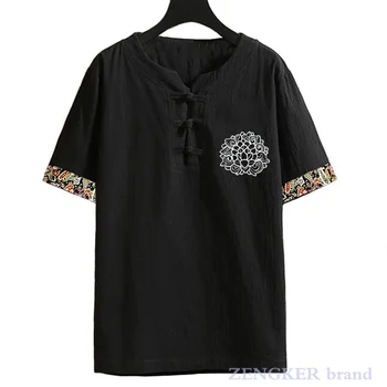 Negabaritinių plius dydis lininius marškinius 9XL 10XL 11XL vyrų Kinų stiliaus plius dydis brolis apvalios kaklo trumpomis rankovėmis t-shirt