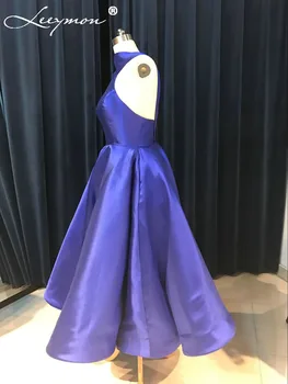 Nekilnojamojo Klostuotas Satino Bridesmaid Suknelę Ilgas Berankovis Aukšto Kaklo Seksuali Atvira nugara 2019 Royal Mėlyna Suknelė skraiste demoiselle d ' honneur