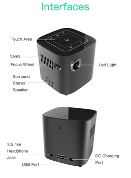 NEKILNOJAMOJO TV S12 Mini DLP Projektorių 50ANSI liumenų lengva atlikti namuose 1080P projektorius su baterija vaizdo beamer