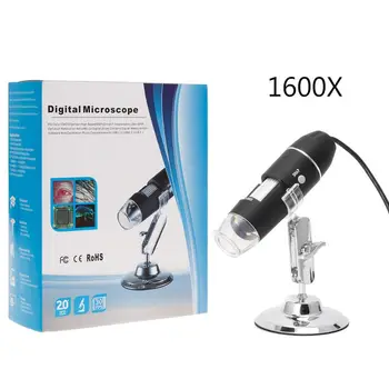 Nemokama pašto 1600X USB Skaitmeninis Mikroskopas su Kamera Endoskopą 8LED didinamasis stiklas su Metalo Stovas